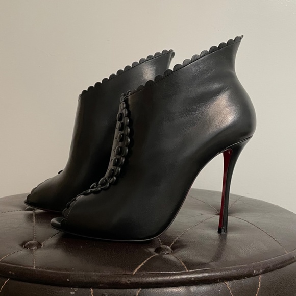 Christian Louboutin Leather Peep Toe Booties - Picture 3 of 14